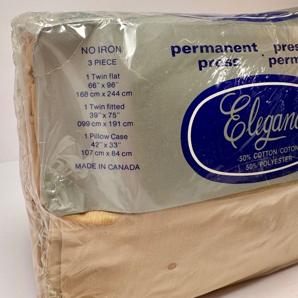 Vintage Elegance Permanent Press Sheet Set – Twin – 3-Piece – Neutral Beige –NIB - Picture 2 of 7